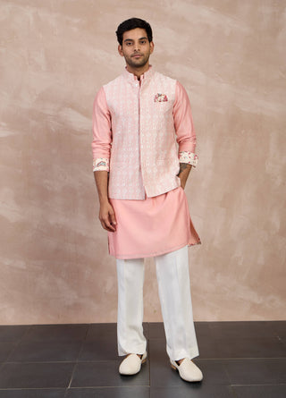 Arjan Dugal Cotton Candy Plain Chanderi Straight Kurta Set available on indiaspopup