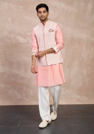 Arjan Dugal Cotton Candy Plain Chanderi Straight Kurta Set available on indiaspopup