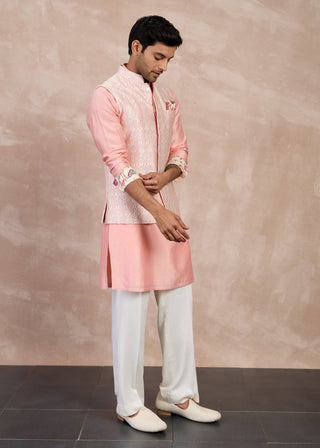 Arjan Dugal Cotton Candy Plain Chanderi Straight Kurta Set available on indiaspopup