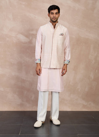 Powder pink maze nehru jacket set