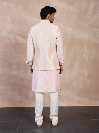 Powder pink maze nehru jacket set