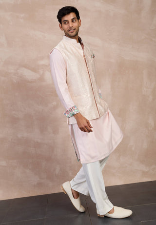 Powder pink maze nehru jacket set