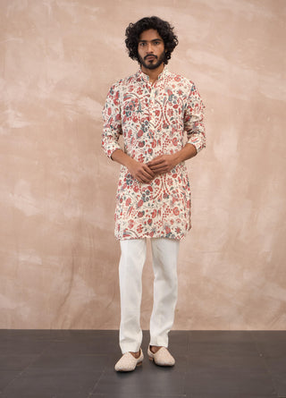 Arjan Dugal Off-White Gray Pineapple Kurta And Pants available on indiaspopup