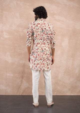 Off-white gray pineapple kurta and pants