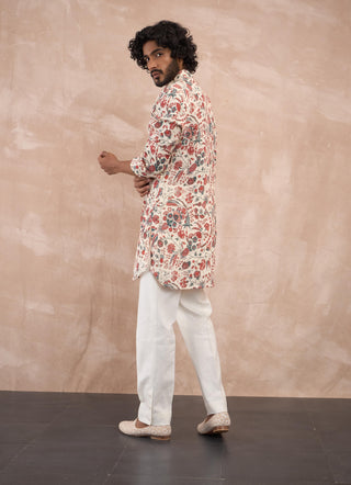 Off-white gray pineapple kurta and pants