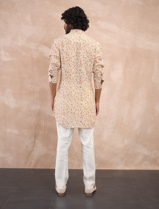 Off-white delicate flowers kurta and pants