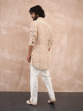 Arjan Dugal Off-White Delicate Flowers Kurta And Pants available on indiaspopup