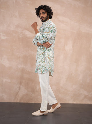 Powder blue big flower kurta and pants