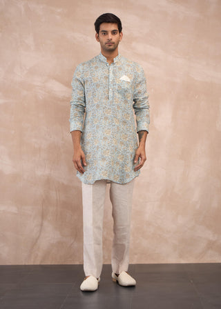 Arjan Dugal Powder Blue Sunflower Flower Kurta And Pants available on indiaspopup