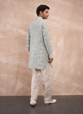 Arjan Dugal Powder Blue Sunflower Flower Kurta And Pants available on indiaspopup