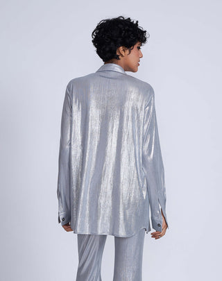 Advait-Silver Foil Kin Shirt-INDIASPOPUP.COM