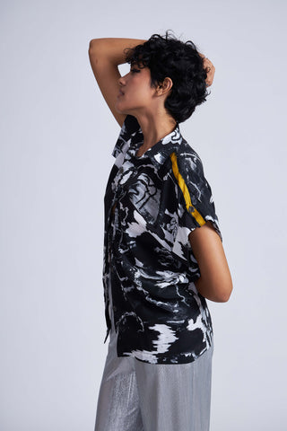 Advait-Black Midori Oversized Shirt-INDIASPOPUP.COM