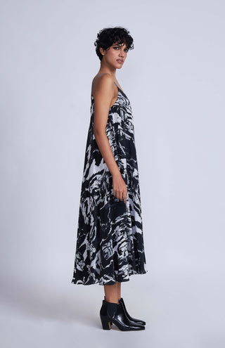 Advait-Black Printed Midori Bias Dress-INDIASPOPUP.COM