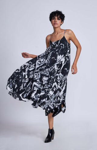 Advait-Black Printed Midori Bias Dress-INDIASPOPUP.COM
