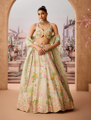 Aqua forest embroidered lehenga set