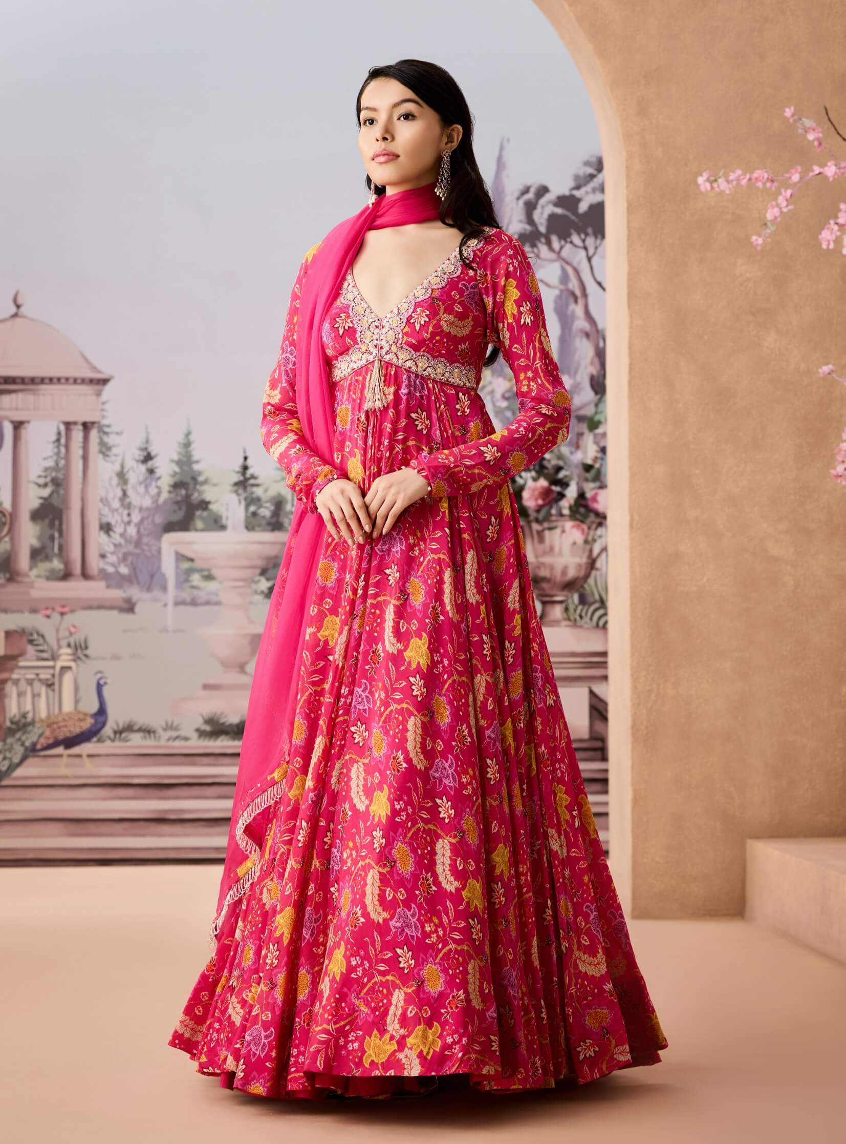 hot pink anarkali dress Alluring Hot Pink Stylish Designer Anarkali D 19-18