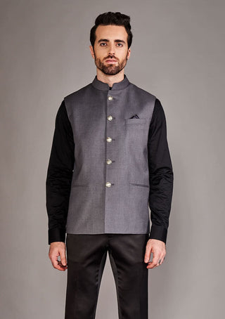 Arjun Kilachand-Light Grey Bundi And Shirt-INDIASPOPUP.COM