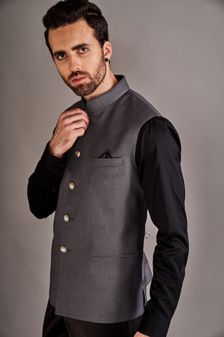 Arjun Kilachand-Light Grey Bundi And Shirt-INDIASPOPUP.COM
