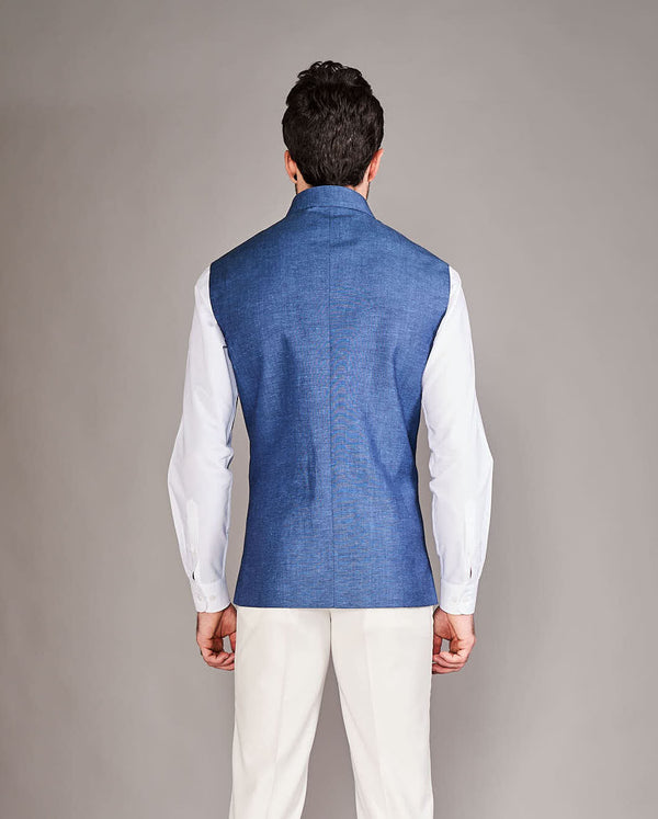 Teal blue bundi and shirt