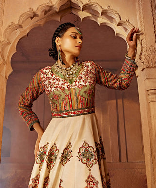 Zaina Off-White Printed Anarkali And Blouse by Kalista, available on Indiaspopup.com