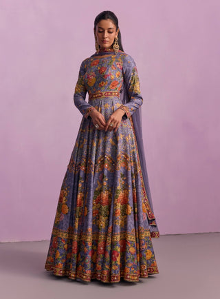 Tahira Purple Anarkali And Dupatta by Kalista available on Indiaspopup.com