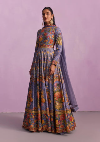 Tahira Purple Anarkali And Dupatta by Kalista available on Indiaspopup.com