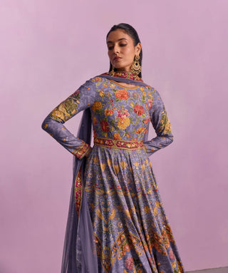 Tahira Purple Anarkali And Dupatta by Kalista available on Indiaspopup.com