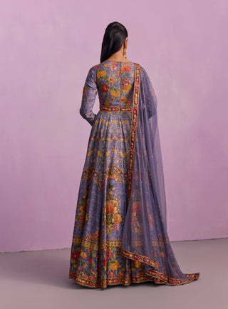 Tahira Purple Anarkali And Dupatta by Kalista available on Indiaspopup.com