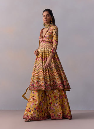 Kushnaz Multicolor Anarkali Set by Kalista available on Indiaspopup.com