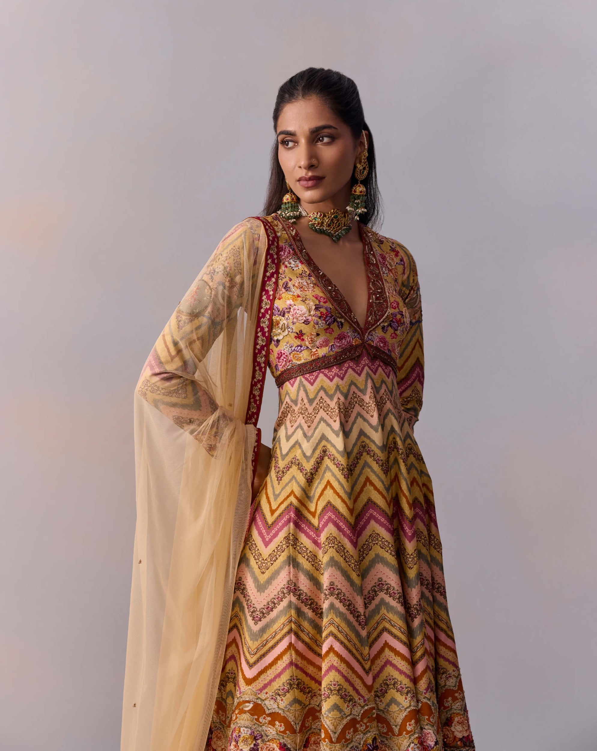 Ensemble Kurta Anarkali 3 Pièces Pour Femme - Avec Palazzo Et Dupatta, Imprimé Bordeaux, Rayonne, Tailles Ajustées, Parfait Pour Mariages, Festivals