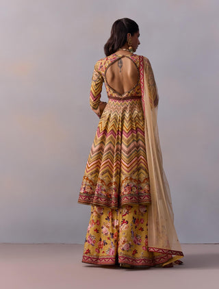 Kushnaz Multicolor Anarkali Set by Kalista available on Indiaspopup.com