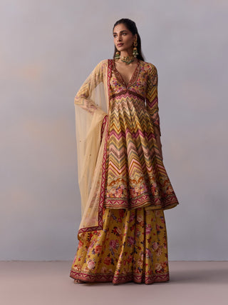 Kushnaz Multicolor Anarkali Set by Kalista available on Indiaspopup.com