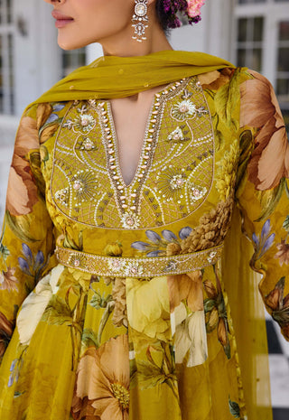 Mehr mustard yellow anarkali and dupatta