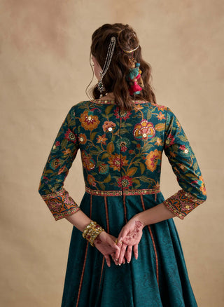 Qudsia teal blue anarkali and dupatta