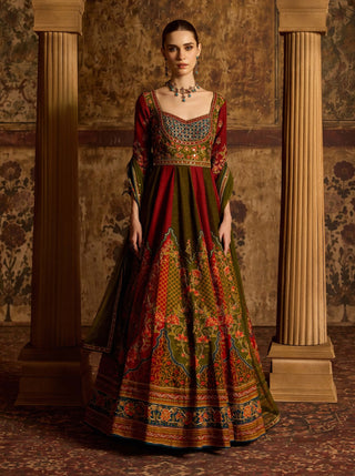 Shirina maroon anarkali with dupatta