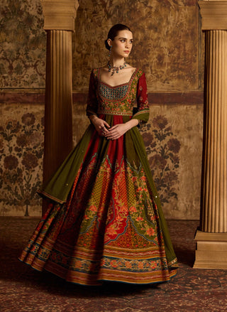 Shirina maroon anarkali with dupatta