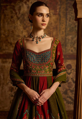 Shirina maroon anarkali with dupatta