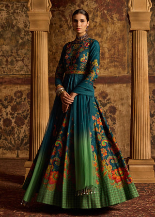 Reha cobalt blue anarkali with dupatta