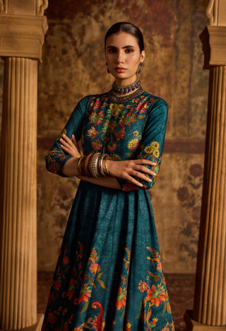 Reha cobalt blue anarkali with dupatta