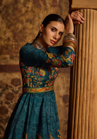 Reha cobalt blue anarkali with dupatta
