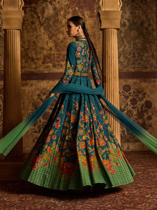 Reha cobalt blue anarkali with dupatta