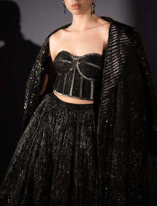 Star fabric skirt, trench and corset