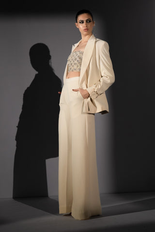 Milky way embroidered corset with blazer and pant
