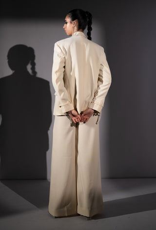 Milky way embroidered corset with blazer and pant