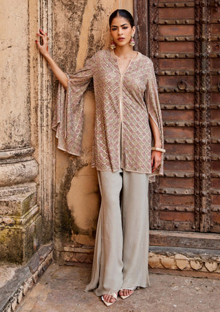 Amitabh Malhotra-Pastel Grey Embellished Jacket And Pant-INDIASPOPUP.COM