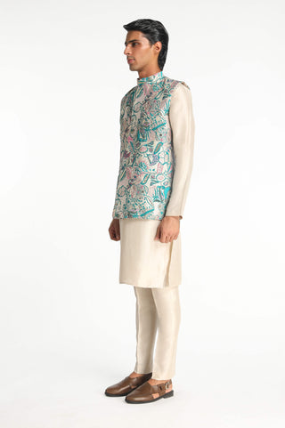 Paradigm Ivory Bundi And Kurta Set by Aisha Rao Men, available on Indiaspopup.com