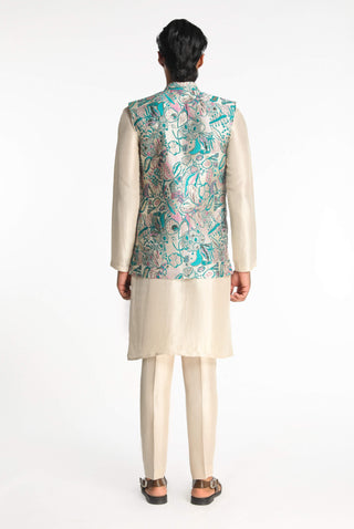 Paradigm Ivory Bundi And Kurta Set by Aisha Rao Men, available on Indiaspopup.com