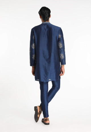 Regalia Navy Blue Kurta And Pant by Aisha Rao Men, available on Indiaspopup.com