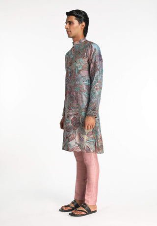 Vortex Orange Blue Kurta And Pant by Aisha Rao Men, available on Indiaspopup.com