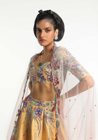 Gleamora Yellow Lehenga Set by Aisha Rao, available on Indiaspopup.com